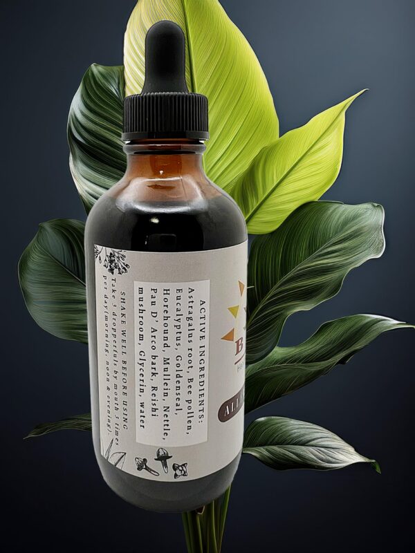 Version 1.0.0 Etiqueta de fórmula herbal para alergias con ingredientes naturales