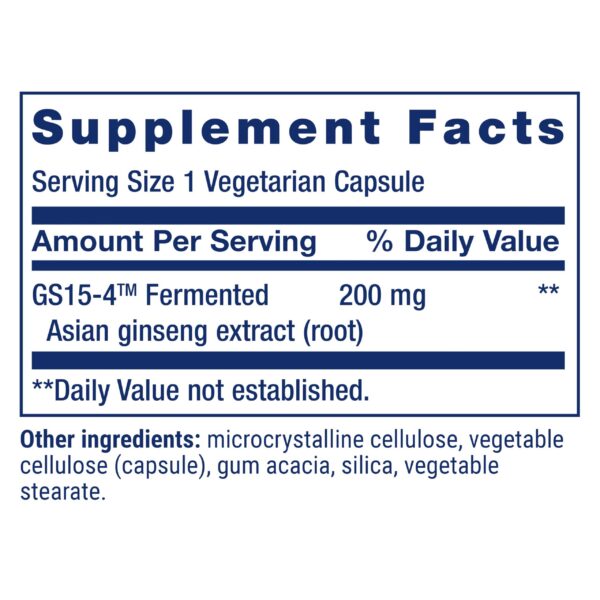 Etiqueta fórmula Life Extension ginseng energético