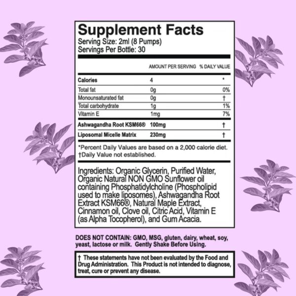 Version 1.0.0 Etiqueta fórmula líquida Ashwagandha KSM-66 PURALITY HEALTH