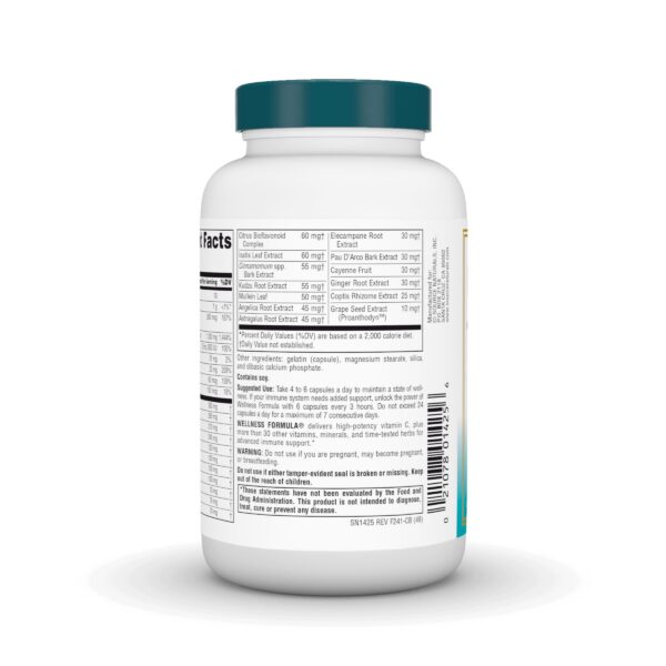 Etiqueta de Fórmula Wellness con ingredientes