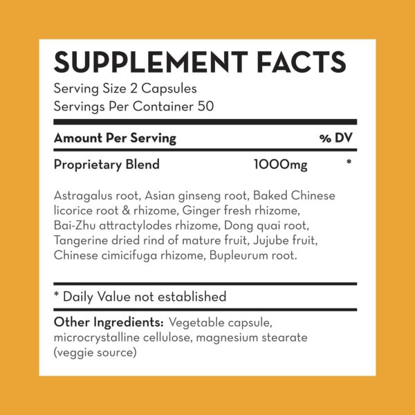 Etiqueta frasco D’AO Labs Bu Zhong Yi Qi Tang cápsulas