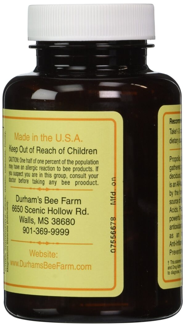 Version 1.0.0 Etiqueta de frasco Durham's Bee Propolis 500mg