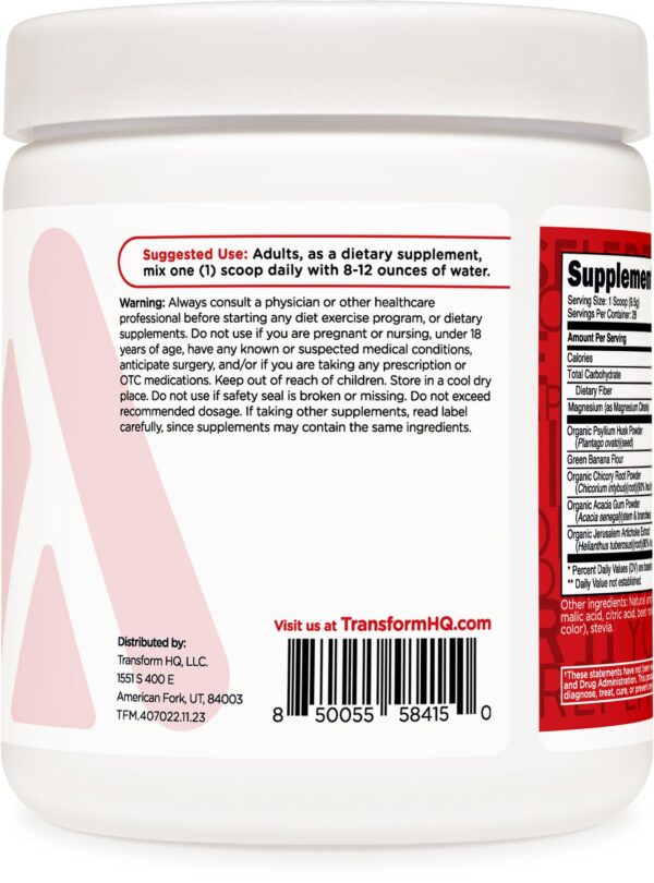 Etiqueta del frasco fibra 5 psyllium husk TransformHQ