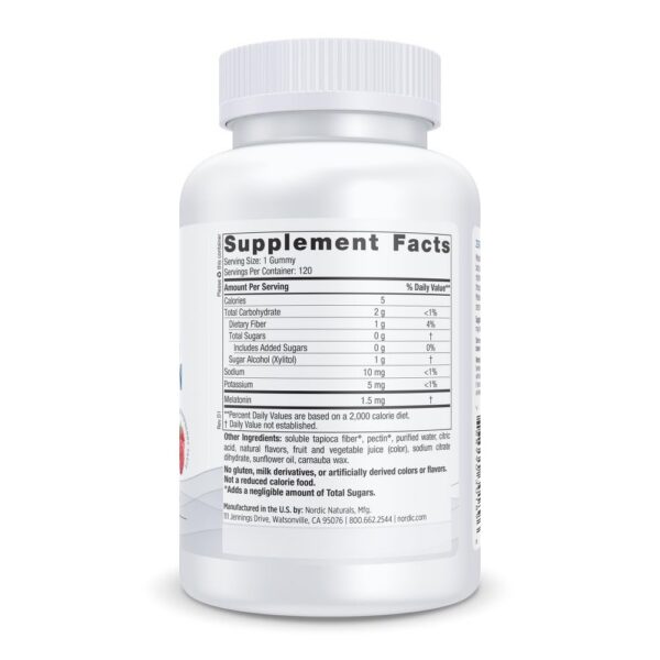Etiqueta frasco gomitas melatonina Nordic Naturals