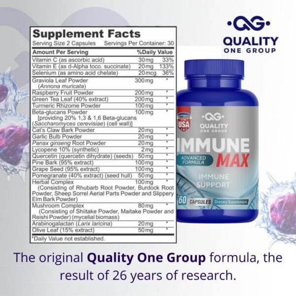 Etiqueta del frasco Immune Max