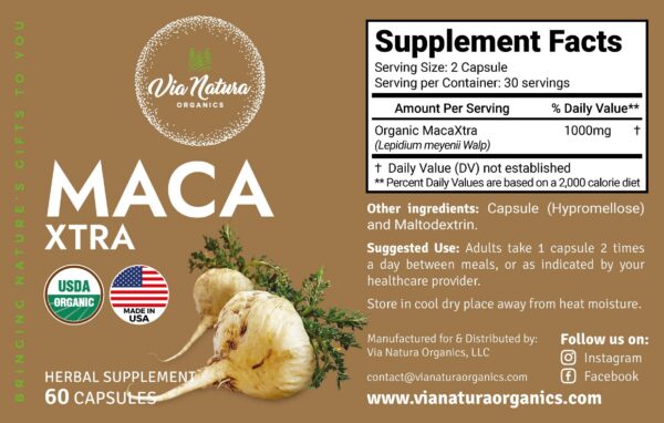 Etiqueta del frasco Maca Xtra