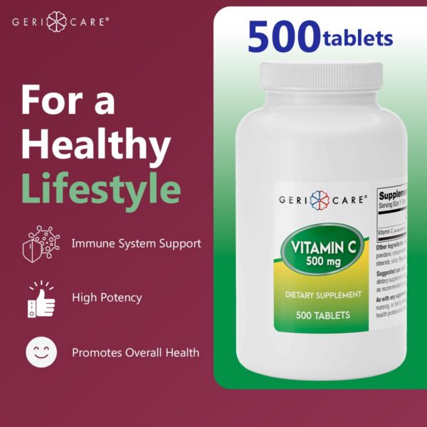 Etiqueta frasco vitamina c para salud inmune GeriCare