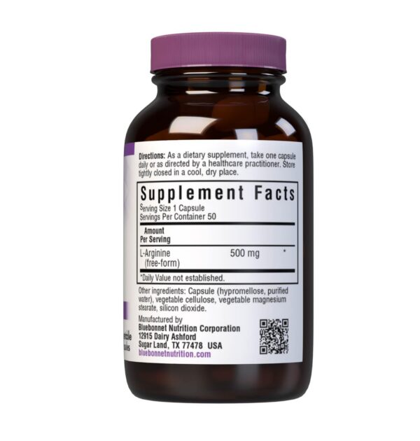 Etiqueta frontal Bluebonnet L-Arginina suplemento aminoácido libre