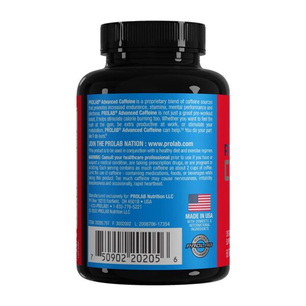 Frontal etiquetado Tabletas ProLab Advanced Caffeine