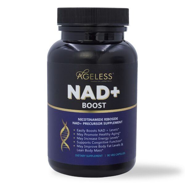 Etiqueta frontal Ageless NAD+ 90 cápsulas