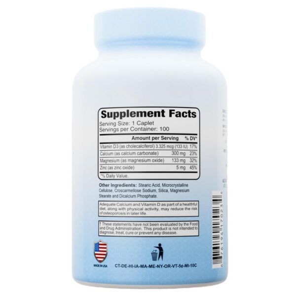 Etiqueta frontal de ALFA VITAMINS Calcium Magnesium Zinc D3