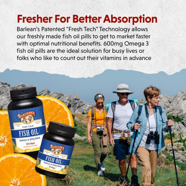 Etiqueta frontal suplemento Barlean's omega 3 aceite de pescado