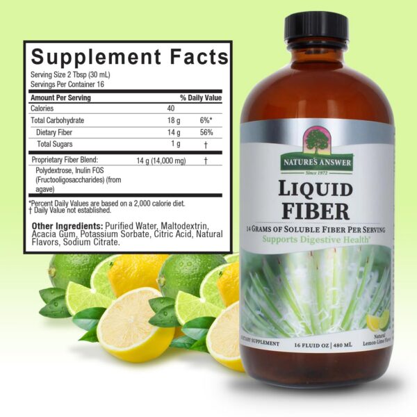 Etiqueta frontal bebida de fibra Nature's Answer limón lima