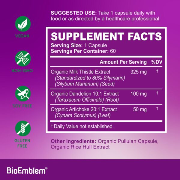 Etiqueta frontal BioEmblem limpieza hepática orgánica