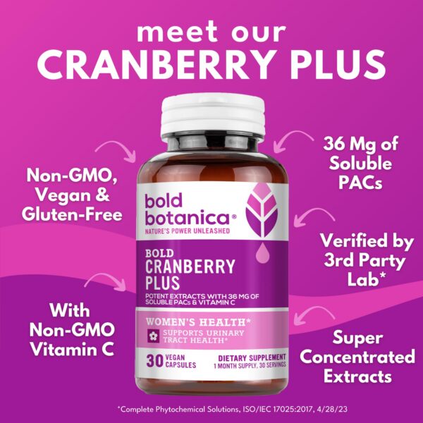 Etiqueta frontal Bold Cranberry Plus con vitamina C no GMO