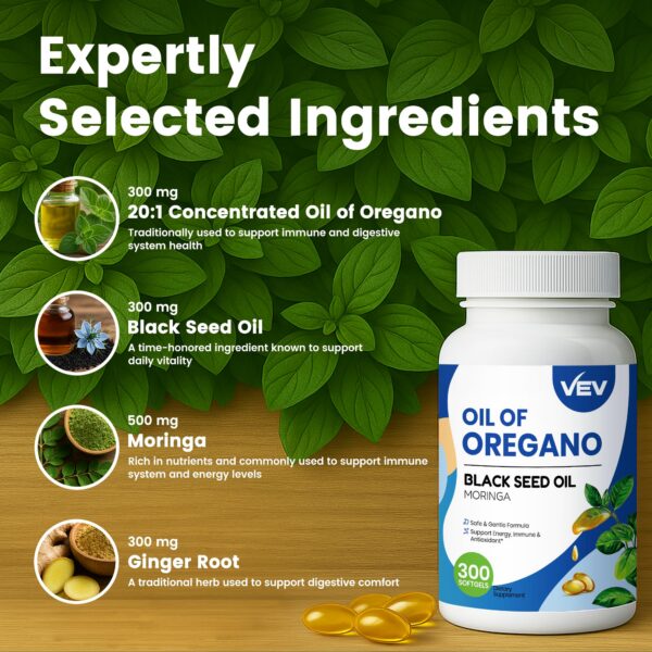 Etiqueta frontal botella aceite orégano VEV