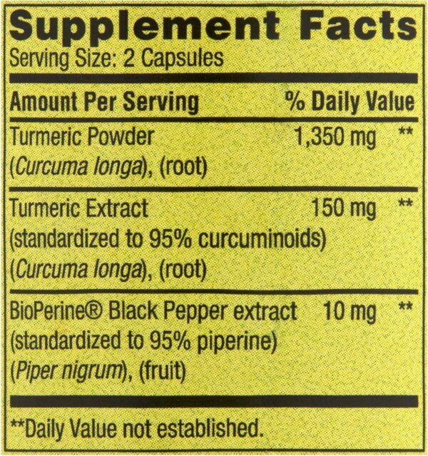 Etiqueta frontal cápsulas cúrcuma Spring Valley