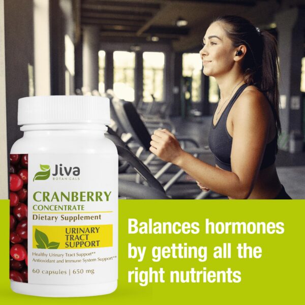 Etiqueta frontal cápsulas Jiva Botanicals extracto arándano rojo