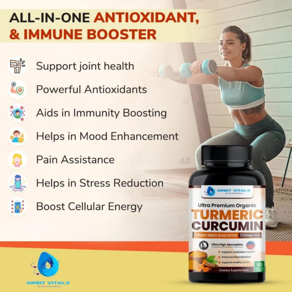 Version 1.0.0 Etiqueta frontal cápsulas Orbit Vitals cúrcuma curcumina