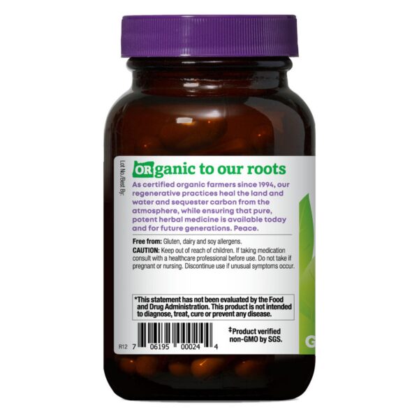 Etiqueta frontal cápsulas orgánicas Echinacea y Goldenseal