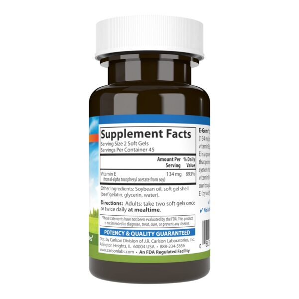 Etiqueta frontal de Carlson E-Gems Vitamina E
