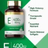 Etiqueta frontal Carlyle vitamina e 400 ui suplemento 300 cápsulas