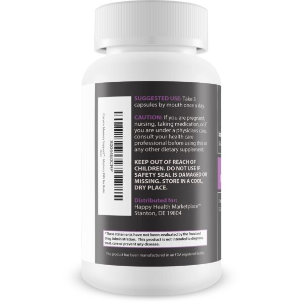 Etiqueta frontal Claryme suplemento memoria adultos mayores