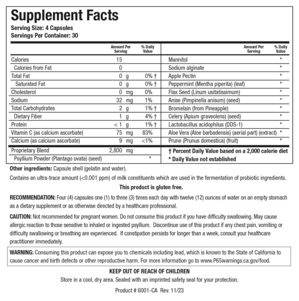 Etiqueta frontal colon plus fibra para salud digestiva
