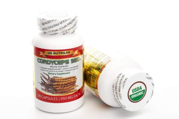 Etiqueta frontal Cordyceps 950 cápsulas vegetarianas