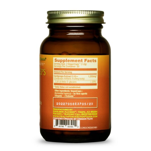 Etiqueta frontal salud cordyceps healthforce superfoods