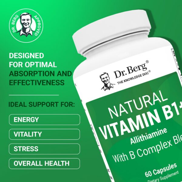 Etiqueta frontal Dr. Berg vitamina B1 B6 B12 complejo