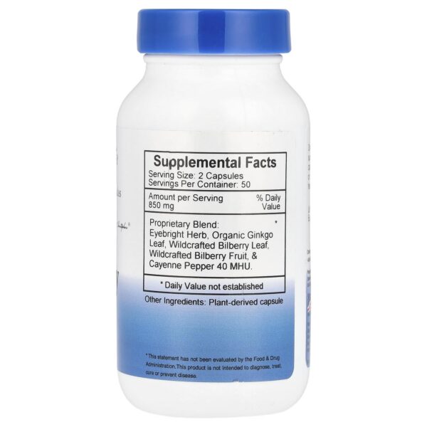 Etiqueta frontal Dr Christopher's Bilberry Eye 100 cápsulas