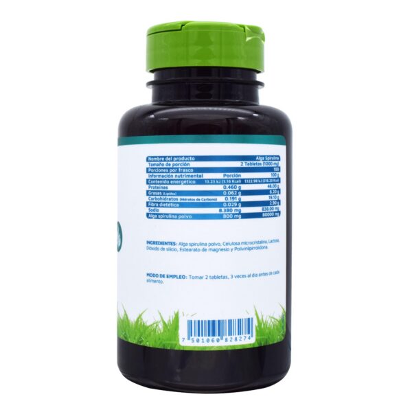 Etiqueta frontal espirulina Vidanat 400mg