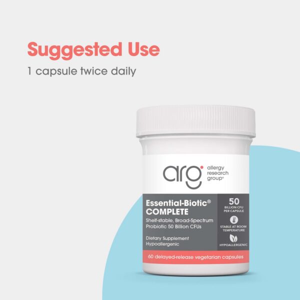 Etiqueta frontal Essential-Biotic Allergy Research Group
