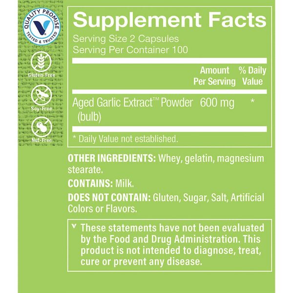 Version 1.0.0 Etiqueta frontal suplemento extracto de ajo curado inodoro