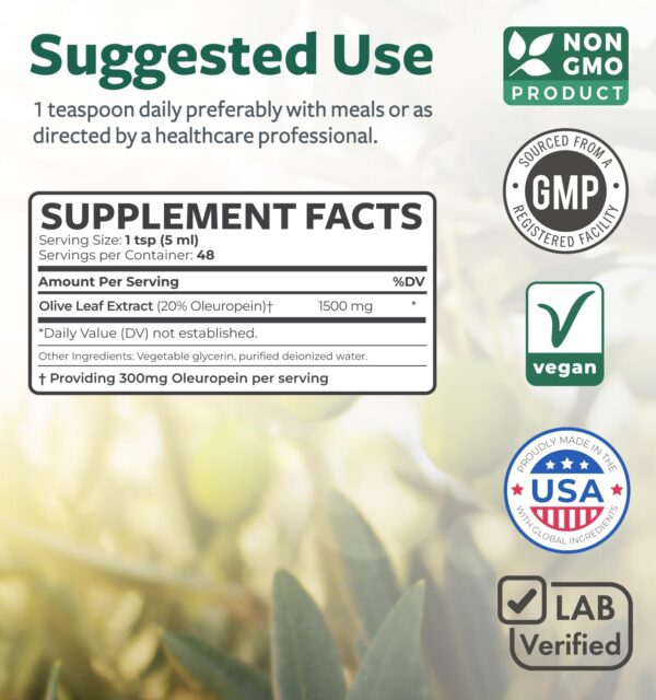 Etiqueta frontal extracto hoja de olivo Healths Harmony