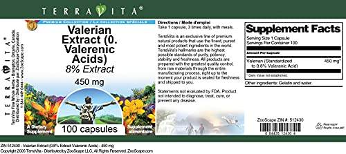 Etiqueta frontal Extracto de Valeriana TerraVita 450mg