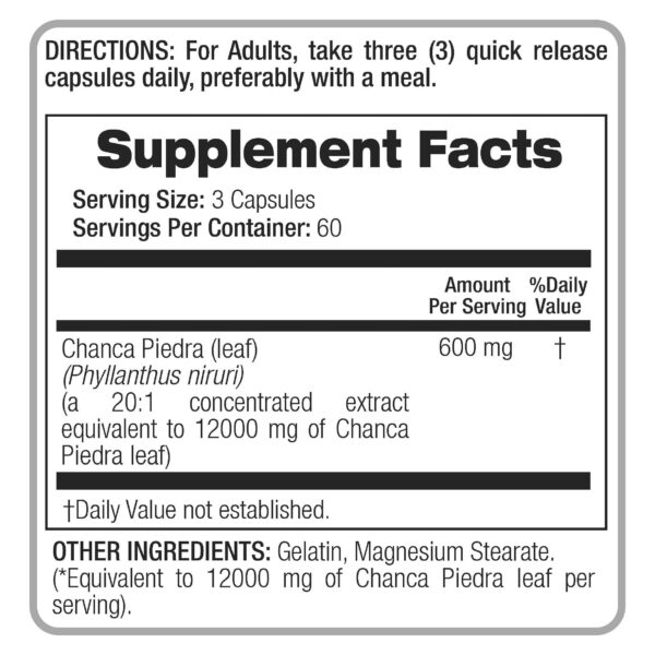 Etiqueta frontal FITO MEDIC'S Chanca Piedra suplemento herbal