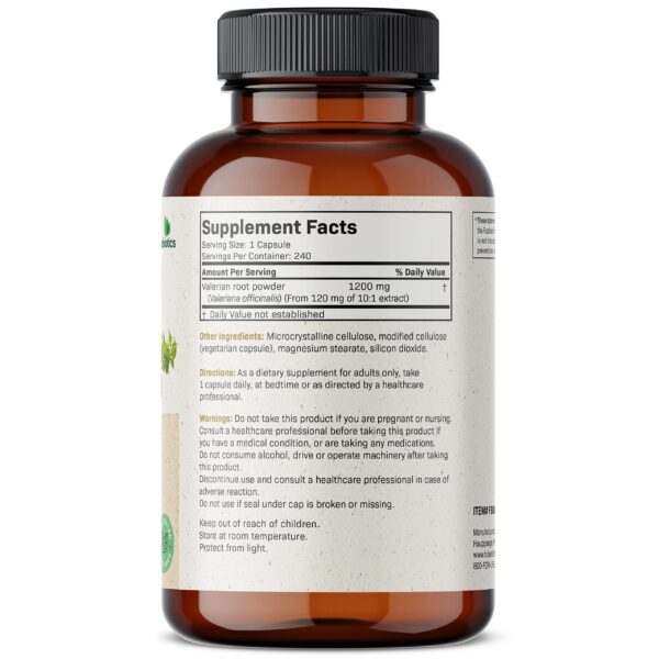 Version 1.0.0 Etiqueta frontal Futurebiotics cápsulas raíz de valeriana 1200 mg