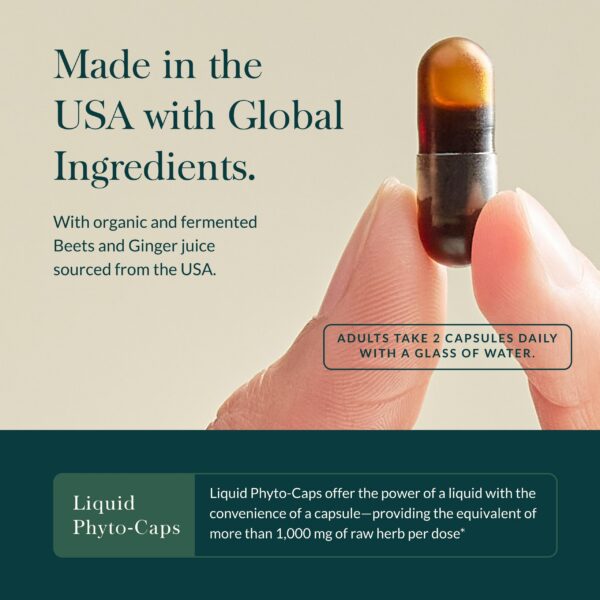 Etiqueta frontal Gaia Herbs Ginger-Beet Postbiótico