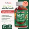Etiqueta frontal gominolas YumVs multivitaminas niños