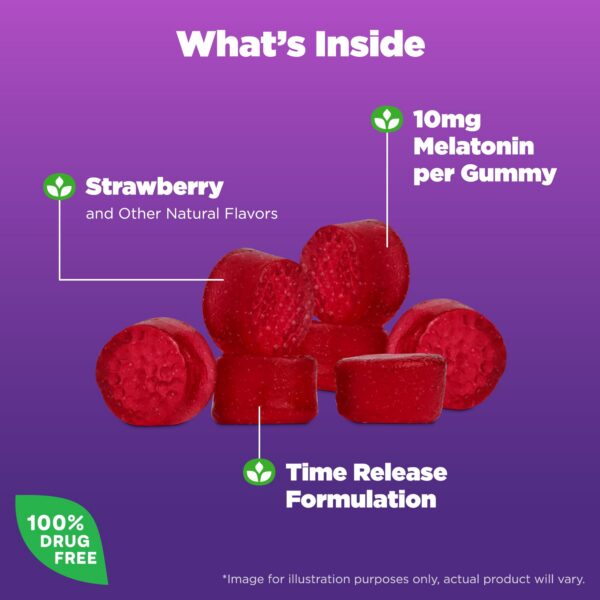 Etiqueta frontal gomitas Natrol melatonina 3 mg soporte sueño adulto