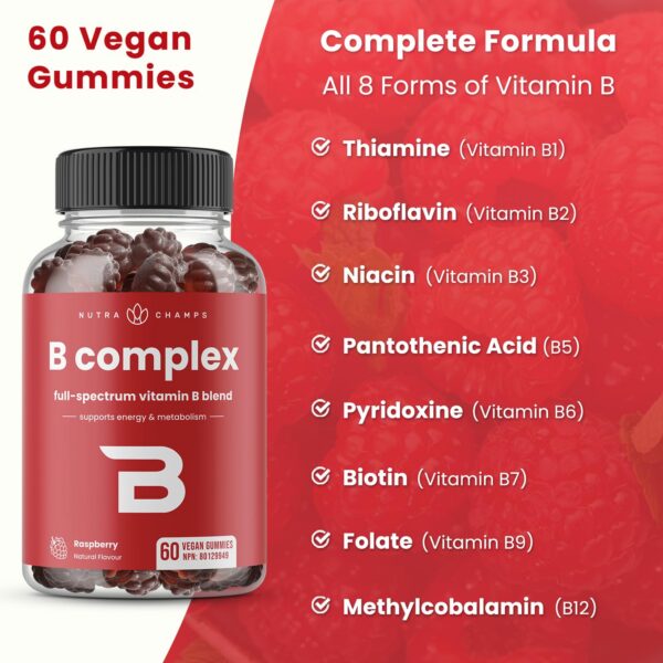 Etiqueta frontal gomitas NutraChamps vitaminas B