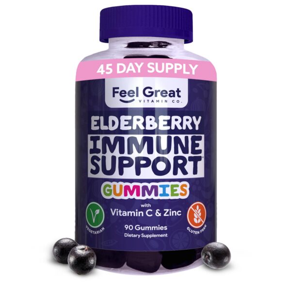 Etiqueta frontal de gomitas sauco zinc