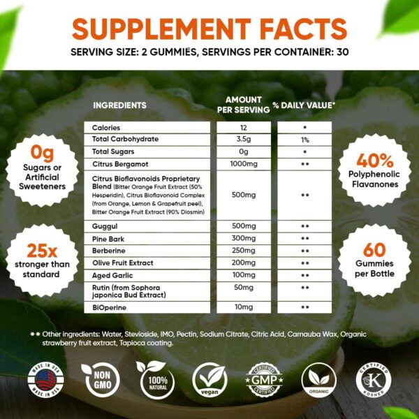 Version 1.0.0 Etiqueta frontal gomitas VVN Naturals bergamota sin azúcar