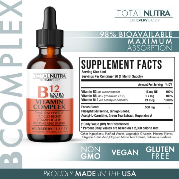 Etiqueta frontal gotas líquidas vitamina b12 total nutra