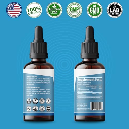 Etiqueta frontal de las gotas L-Methylfolate + Methyl B12