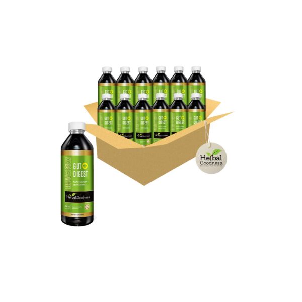 Etiqueta frontal suplemento Herbal Goodness Gut Digest 12oz