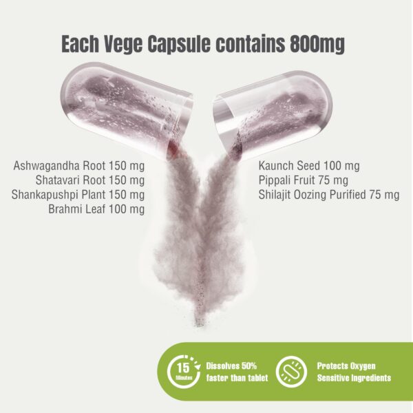 Etiqueta frontal Herbsforever True Calm cápsulas para alivio del estrés