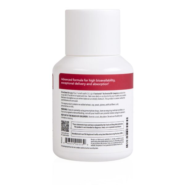 Etiqueta frontal Isotonix Activated B Complex suplemento bebidas